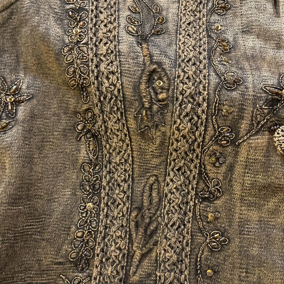 Vtg Metallic Medium Embroidered Crochet Lace Boho Flashback Blazer Jacket Women - Picture 14 of 16